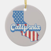 カリフォルニアの星とシルエットストライプカスタマイズ可能 セラミックオーナメント (正面)