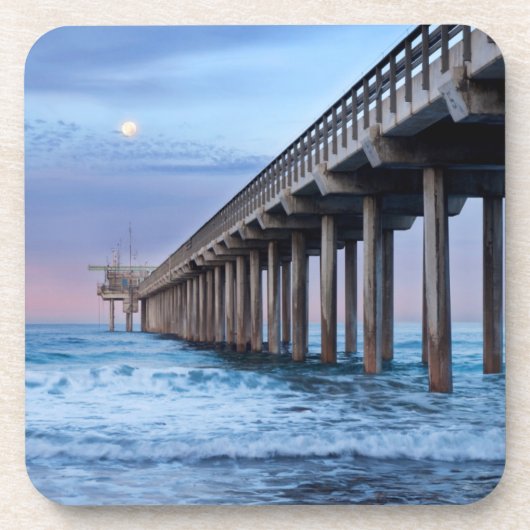 カリフォルニアの桟橋に満月 コースター (正面)