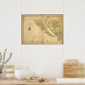 カリフォルニアの歴史地図 ポスター (キッチン)