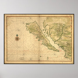 カリフォルニアの歴史地図 ポスター