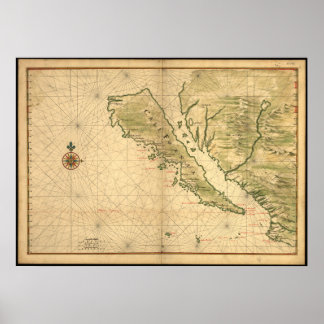 カリフォルニアの歴史地図 ポスター