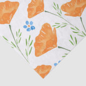 カリフォルニアの水彩ポピーパターン 薄葉紙 (詳細)