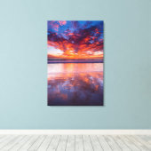 カリフォルニアの海の上の赤い夕日 キャンバスプリント (インサイチュ (ウッドフロア))