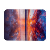 カリフォルニアの海の上の赤い夕日 マグネット (横)