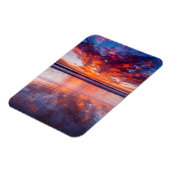 カリフォルニアの海の上の赤い夕日 マグネット (左側)