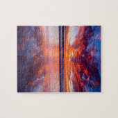 カリフォルニアの海の赤い夕日 ジグソーパズル (横)