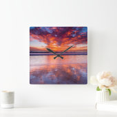 カリフォルニアの海の赤い夕日 スクエア壁時計 (ホーム)