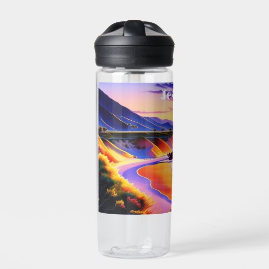 カリフォルニアの海岸線の夕日パーソナライズされた ウォーターボトル (正面)