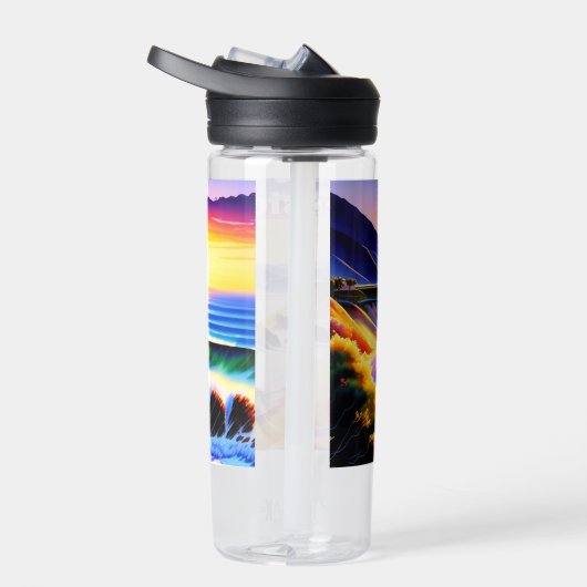 カリフォルニアの海岸線の夕日パーソナライズされた ウォーターボトル (右面)