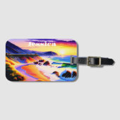 カリフォルニアの海岸線の夕日パーソナライズされた ラゲッジタグ (正面横)