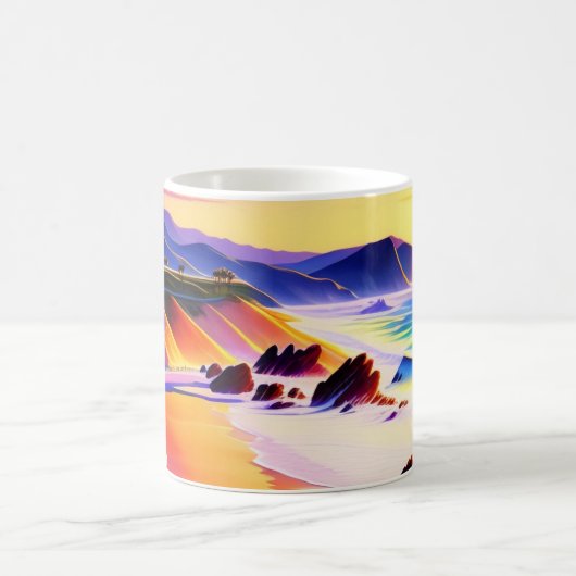 カリフォルニアの海岸線サンセットウォーター色 コーヒーマグカップ (中央)