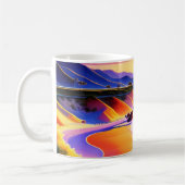 カリフォルニアの海岸線サンセットウォーター色 コーヒーマグカップ (左)