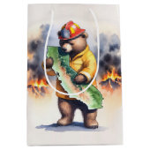 カリフォルニアの消防士に感謝 ミディアムペーパーバッグ (正面)