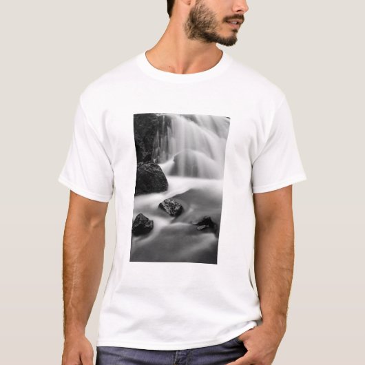 カリフォルニアの滝 白黒 Tシャツ (正面)