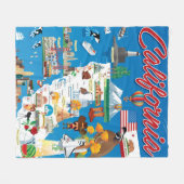 カリフォルニアの漫画の地図 フリースブランケット (正面(横))