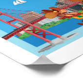 カリフォルニアの漫画の地図 ポスター (角)