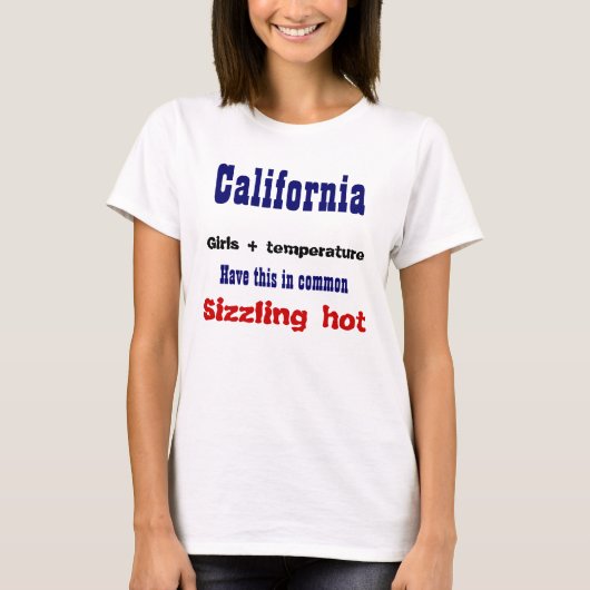 カリフォルニアの熱い女の子tシャツ tシャツ (正面)