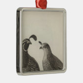 カリフォルニアの男性及び女性のヤマウズラ メタルオーナメント (右)