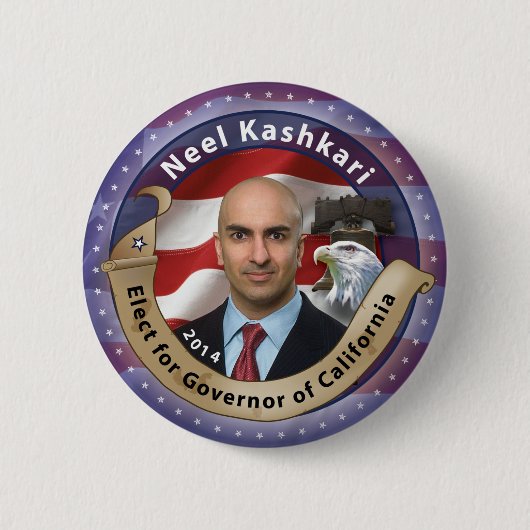 カリフォルニアの知事のためのNeel Kashkariを選んで下さい 缶バッジ (正面)