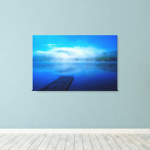 カリフォルニアの穏やかな霧の湖の波止場 キャンバスプリント (インサイチュ (ウッドフロア))