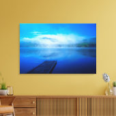 カリフォルニアの穏やかな霧の湖の波止場 キャンバスプリント (インサイチュ (リビング))