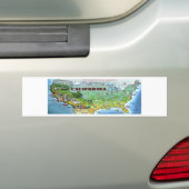 カリフォルニアの米国の地図 バンパーステッカー (車上)