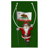 カリフォルニアの紋章を身に着けたサンタクロース スモールペーパーバッグ (裏面)