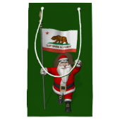 カリフォルニアの紋章を身に着けたサンタクロース スモールペーパーバッグ (正面)