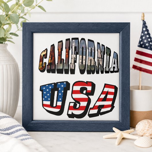 カリフォルニアの絵とアメリカ国旗のテキスト タイル