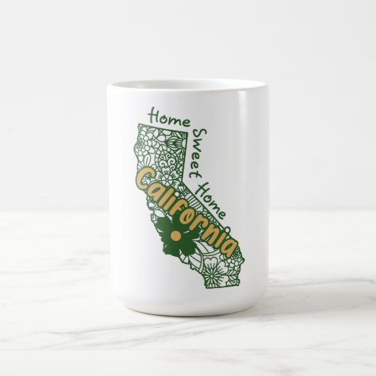 カリフォルニアの花のドゥードル コーヒーマグカップ (中央)