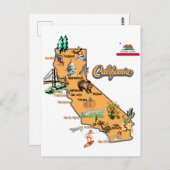 カリフォルニアの観光地がわかる地図 ポストカード (正面/裏面)
