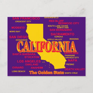 カリフォルニアの都市と町の州のプライドの地図 ポストカード