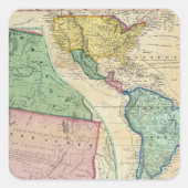 カリフォルニアの金ゴールド地域の地図 スクエアシール (正面)