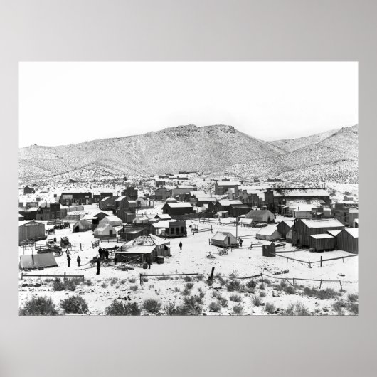 カリフォルニアの金ゴールド採掘キャンプ(冬) c.1899 ポスター (正面)