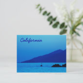 カリフォルニアの青い夕日とボートの葉書 ポストカード (スタンド正面)