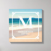 カリフォルニアの風景の美しいビーチでのフォトウェディング - オーダーメイドのイニシャル キャンバスプリント (正面)