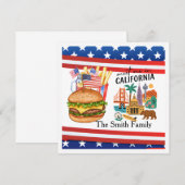 カリフォルニアの4th July 独立記念日パーティー 招待状 (正面/裏面)