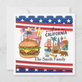 カリフォルニアの4th July 独立記念日パーティー 招待状