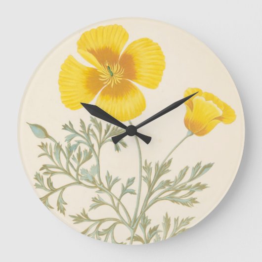 カリフォルニアのEschscholtzia ラージ壁時計 (正面)