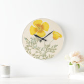 カリフォルニアのEschscholtzia ラージ壁時計 (ホーム)