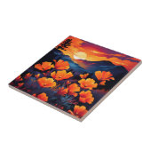 カリフォルニアはっきりしたポピーと燃えるような夕日 タイル (側面)