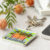 カリフォルニアは日没を浜に引き上げます キーホルダー (側面)