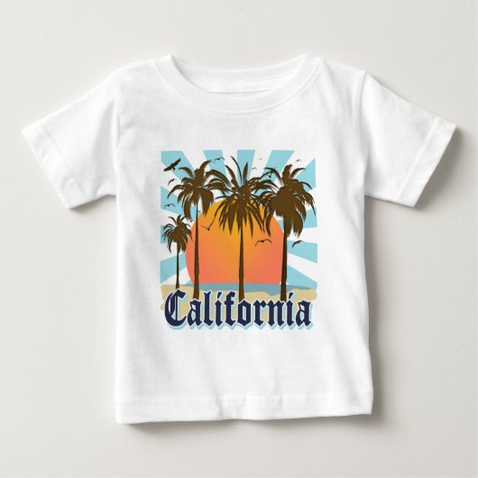 カリフォルニアは日没を浜に引き上げます ベビーTシャツ (正面)