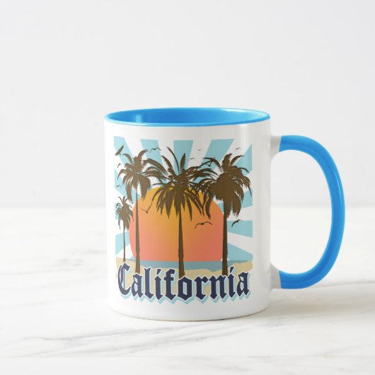 カリフォルニアは日没を浜に引き上げます マグカップ (右)