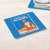 カリフォルニアは昇進ポスターを浜に引き上げます スクエアペーパーコースター (アングル)