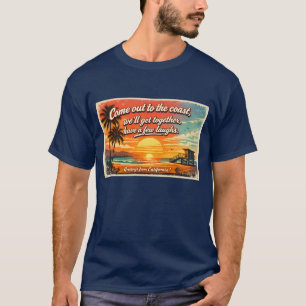 カリフォルニアへいらっしゃい メンズTシャツ ダークカラー Tシャツ