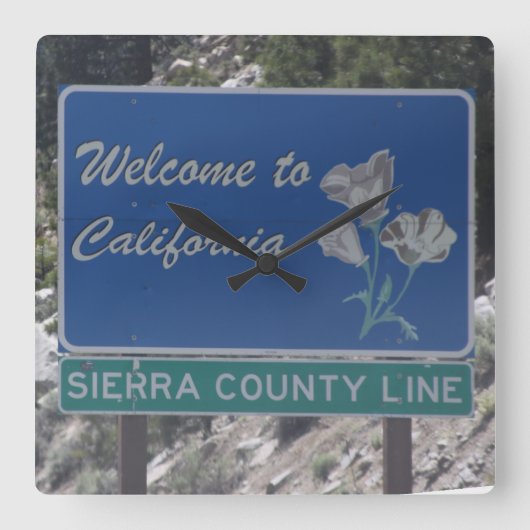 カリフォルニアへようこそ スクエア壁時計 (正面)