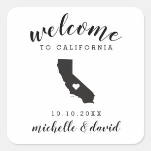 カリフォルニアへようこそ 結婚のカスタム好意 スクエアシール