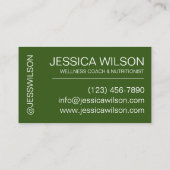 カリフォルニアアボカドベジタリアンビーガンシェフ栄養 名刺 (裏面)