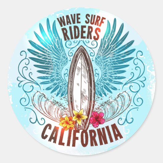 カリフォルニアウェーブサーフライダー ラウンドシール (正面)